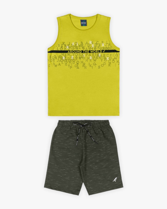 Conjunto Infantil Masculino Regata e Bermuda - Rei Rex - Aspargo-5ceb2616-40dc-46a2-a7ae-76986b8c708c