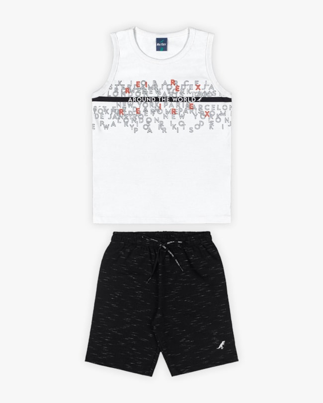 Conjunto Infantil Masculino Regata e Bermuda - Rei Rex - Branco-ce8726a3-7dab-4cbb-b793-e5b7ca86fc72