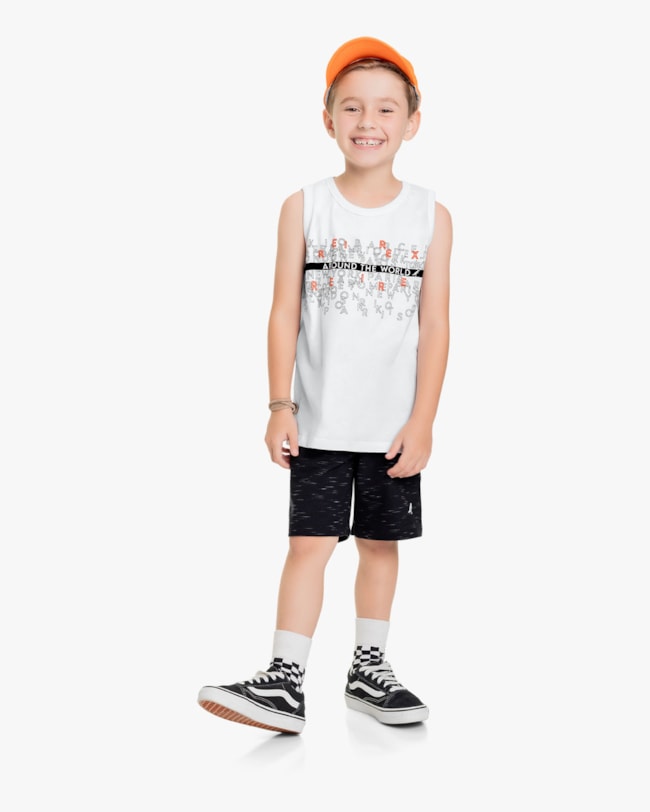Conjunto Infantil Masculino Regata e Bermuda - Rei Rex - Branco-d7d60851-e15c-43ef-ba75-071c70887d55