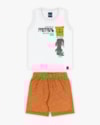 Conjunto Infantil Masculino Regata Estampa Pantanal e Bermuda- ReiRex - Branco-20f1d47a-0991-4ee5-a526-8221bd324795