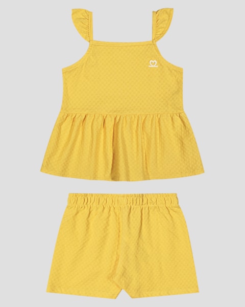 Conjunto Infantil Menina Blusa Alça e Shorts Kely Kety Amarelo