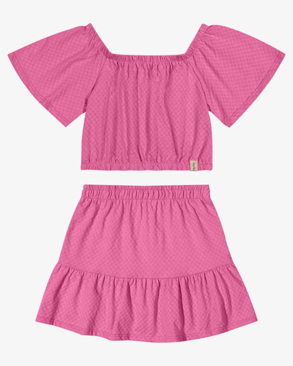 Conjunto Infantil Menina Blusa Ciganinha e Saia - Kely Kety - Blossom