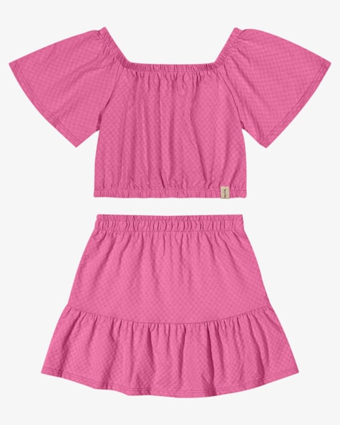 Conjunto Infantil Menina Blusa Ciganinha e Saia - Kely Kety - Blossom