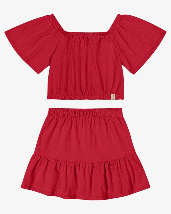 Conjunto Infantil Menina Blusa Ciganinha e Saia - Kely Kety - Tomato-dd9b6038-abe6-46ac-babc-c03ff3545d49