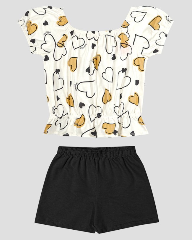 Conjunto Infantil Menina Blusa Ciganinha e Shorts Kely Kety Branco-afc53d2a-0538-40ff-b5a0-1f32be8fee7e