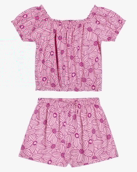 Conjunto Infantil Menina Blusa Ciganinha e Shorts - Kely Kety - Rosa