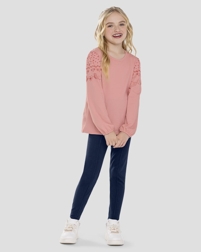 Conjunto Infantil Menina Blusa com Estampa e Legging - Kely Kety - Rosa-43abfa9b-a04c-4ec1-b4af-25b664f5af04