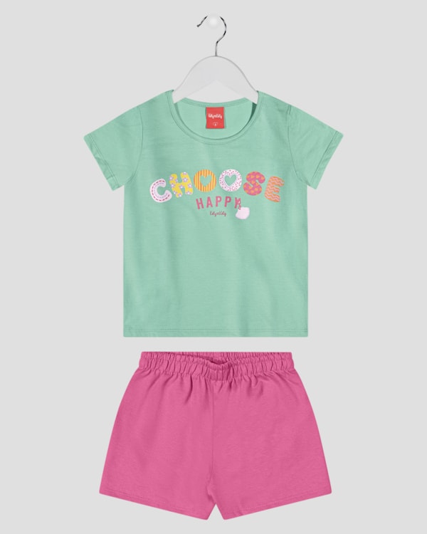 Conjunto Infantil Menina Blusa com Estampa e Shorts - Kely Kety - Gelato