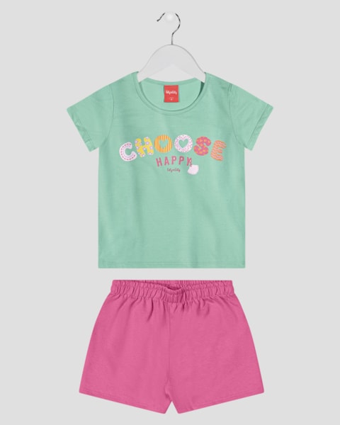 Conjunto Infantil Menina Blusa com Estampa e Shorts - Kely Kety - Gelato