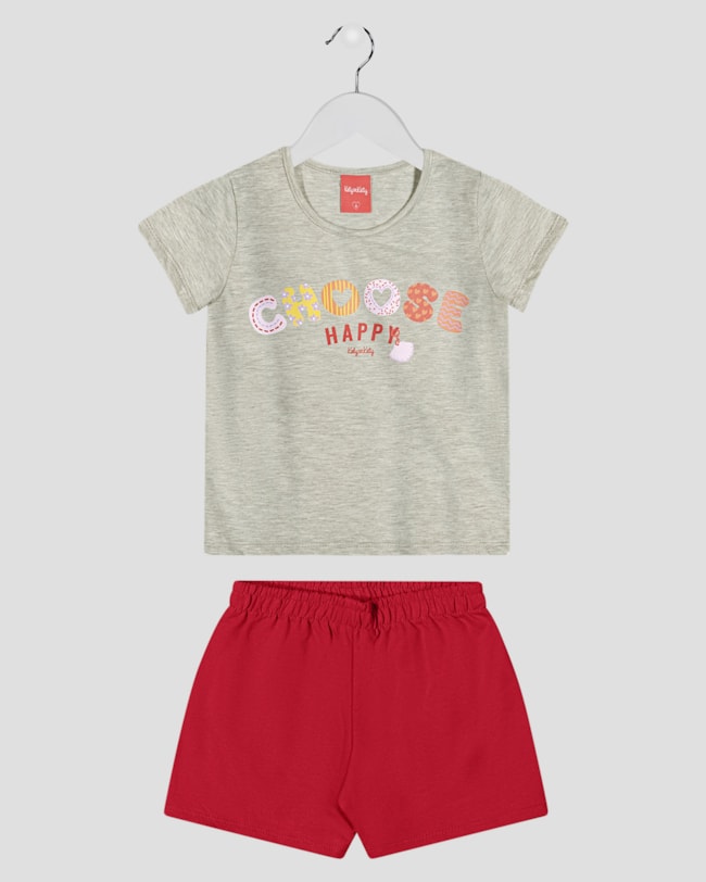 Conjunto Infantil Menina Blusa com Estampa e Shorts - Kely Kety - Mescla-13bb622a-5343-4a62-88b9-5a488d21561e