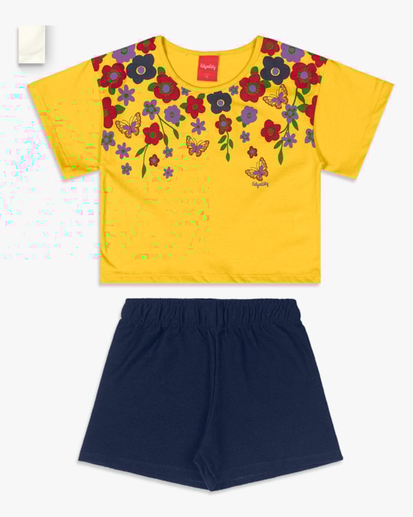 Conjunto Infantil Menina Blusa com Estampa e Shorts - Kely Kety - Sol