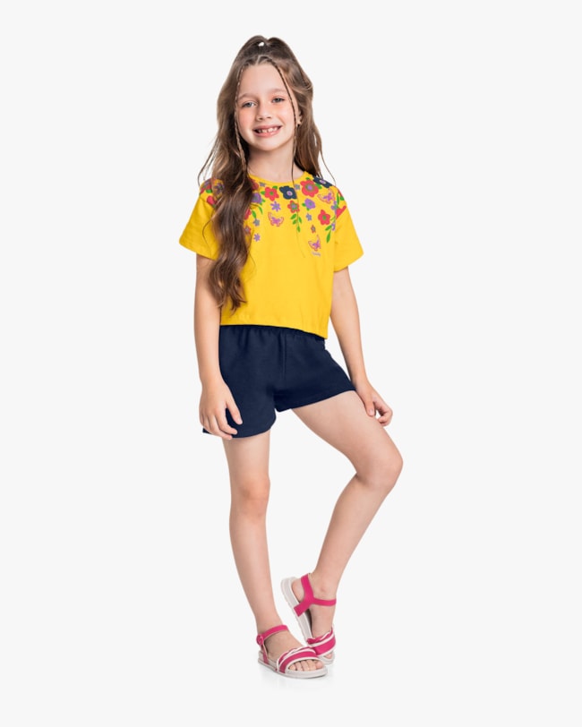 Conjunto Infantil Menina Blusa com Estampa e Shorts - Kely Kety - Sol-b8f9cf7d-5455-456b-9655-4c3ece2ea0da