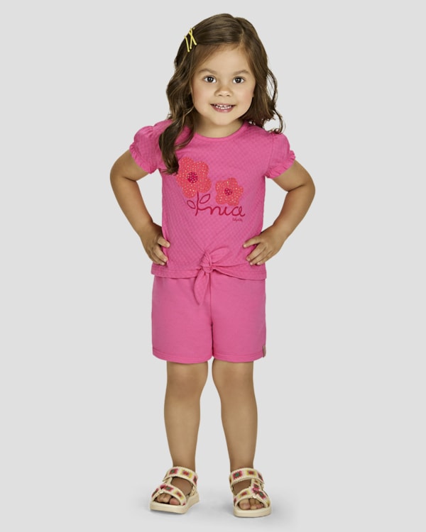 Conjunto Infantil Menina Blusa com Nó e Shorts - Kely Kety - Blossom