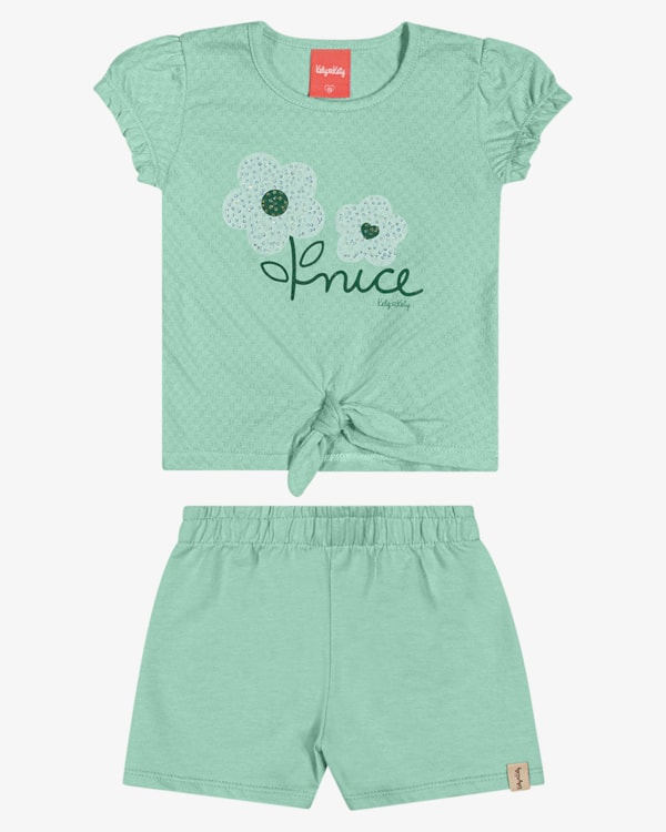 Conjunto Infantil Menina Blusa com Nó e Shorts - Kely Kety - Gelato