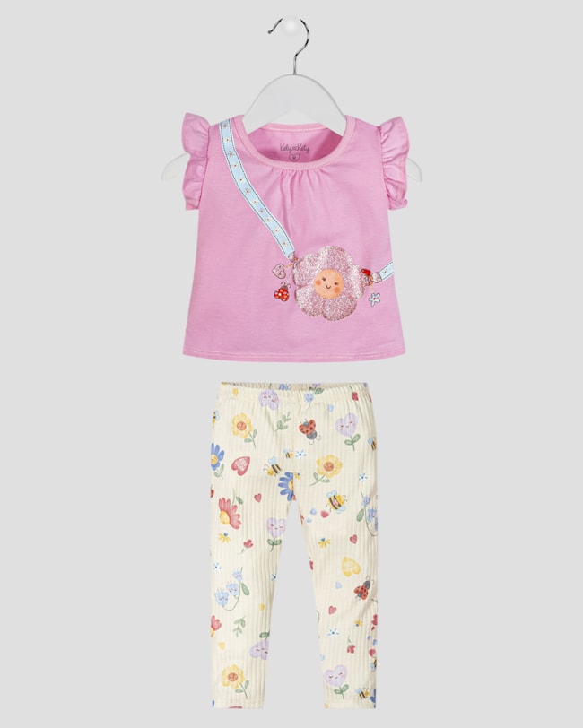 Conjunto Infantil Menina Blusa e Legging Estampada Kely Kety Rosa-4856c07c-fc53-4194-831f-2e4a3caa300a