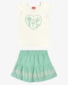 Conjunto Infantil Menina Blusa e Saia com Estampa - Kely Kety - Natural-a4fbd2e2-6e70-462f-95b3-3ae4dfc39780