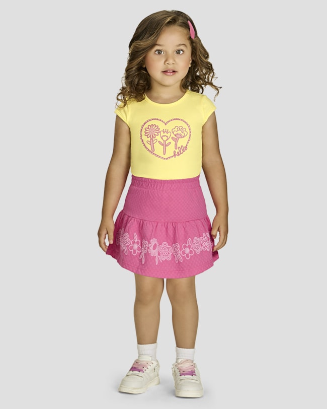 Conjunto Infantil Menina Blusa e Saia com Estampa - Kely Kety - Pinacolada-c2e5f964-b2c8-4d40-a056-bd12f7279b0a