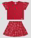 Conjunto Infantil Menina Blusa e Saia Estampada Kely Kety Vermelho-da798266-137e-47bf-9f02-57efa980634e