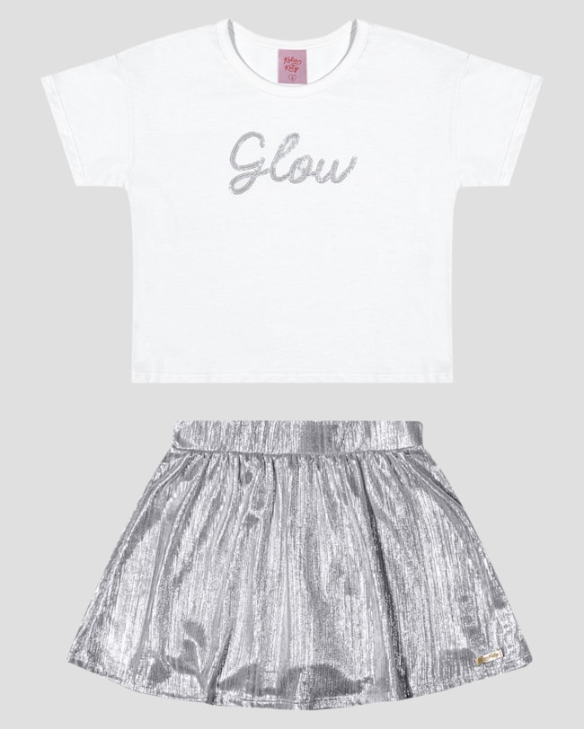 Conjunto Infantil Menina Blusa e Saia Kely Kety Branco-e638659d-0b62-4a2e-89ce-2aa66a87e69f