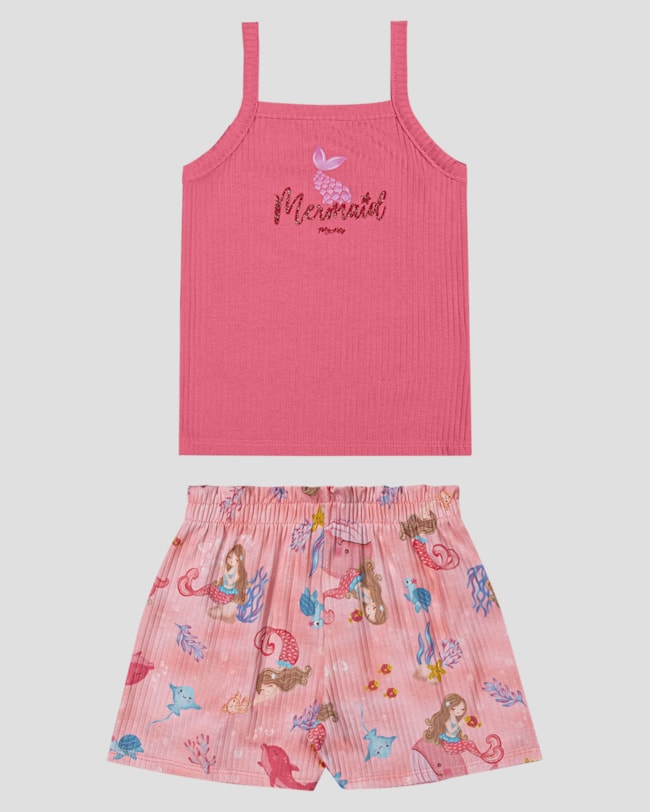 Conjunto Infantil Menina Blusa e Shorts Canelado Kely Kety Rosa-6fcb0cd4-20ef-4d0b-9161-0710db8b0b2f