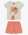 Conjunto Infantil Menina Blusa e Shorts em Meia Malha -Kely Kety - Mescla-8c15c8a0-064b-4964-b460-a303f86215a4