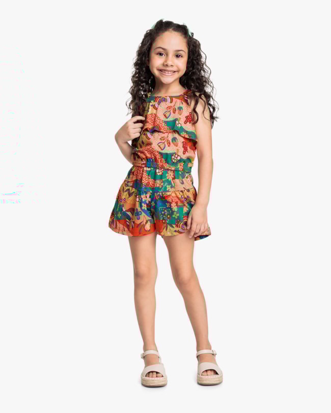 Conjunto Infantil Menina Blusa e Shorts Estampados - Kely Kety - Tomato-d2814968-317b-4df0-aa7b-48344e519715
