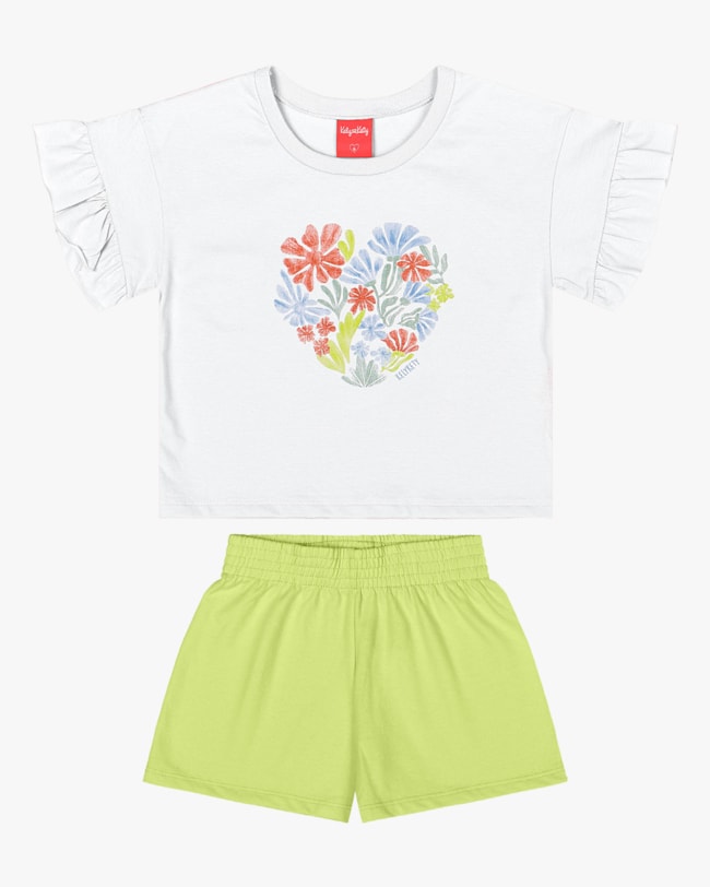 Conjunto Infantil Menina Blusa e Shorts Flores Kely Kety-ffba082f-47a4-414d-bc44-30e614b1e4d2