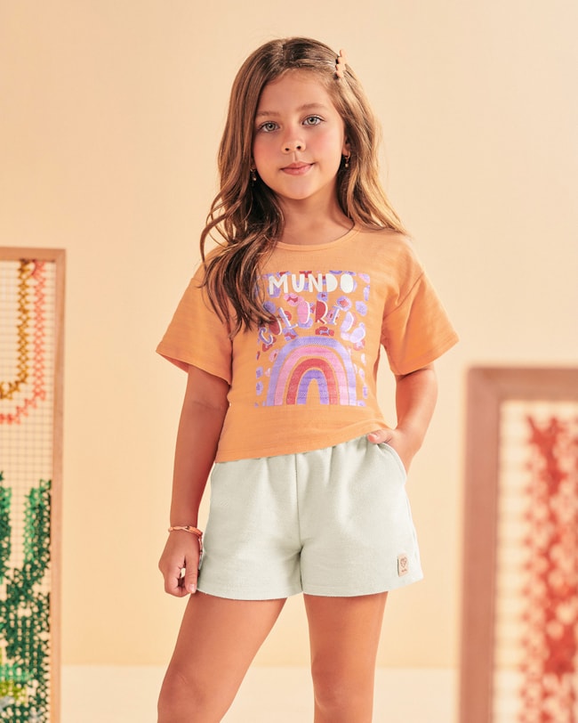 Conjunto Infantil Menina Blusa e Shorts Kely Kety 10 Bergamota-25cdc4b3-5e28-434d-9e24-1c0674c65fca