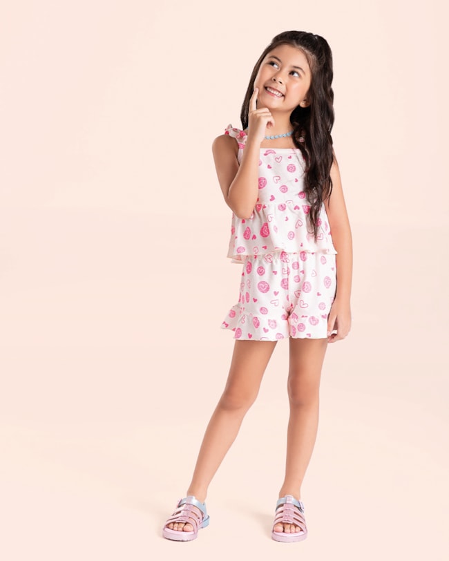 Conjunto Infantil Menina Blusa e Shorts Kely Kety-78426af0-93d7-41bc-b1f2-109c45c8b5fb