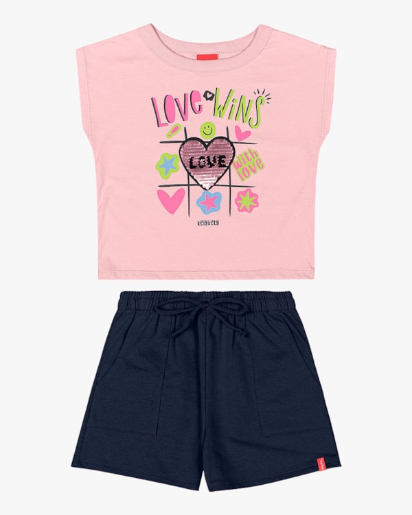 Conjunto Infantil Menina Blusa e Shorts Kely Kety