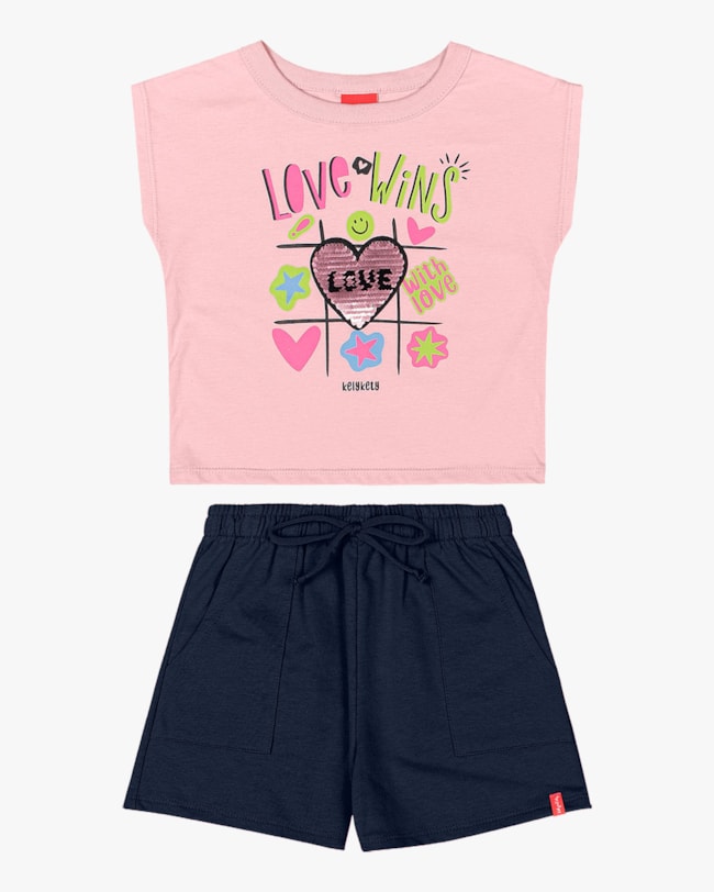 Conjunto Infantil Menina Blusa e Shorts Kely Kety-cbcc55d9-3231-4838-beb6-361502580aeb
