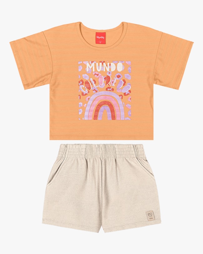 Conjunto Infantil Menina Blusa e Shorts Kely Kety Bergamota-2d462db2-7c7d-4ffb-abf5-926699d5a798