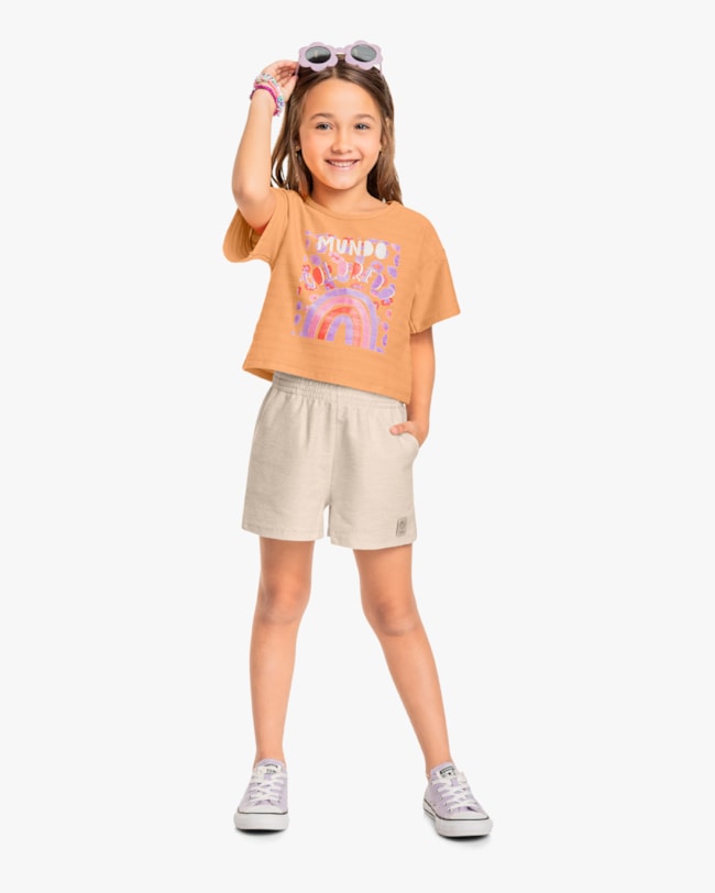Conjunto Infantil Menina Blusa e Shorts Kely Kety Bergamota-053b2f61-1f78-435b-908d-b85e1f94cf82