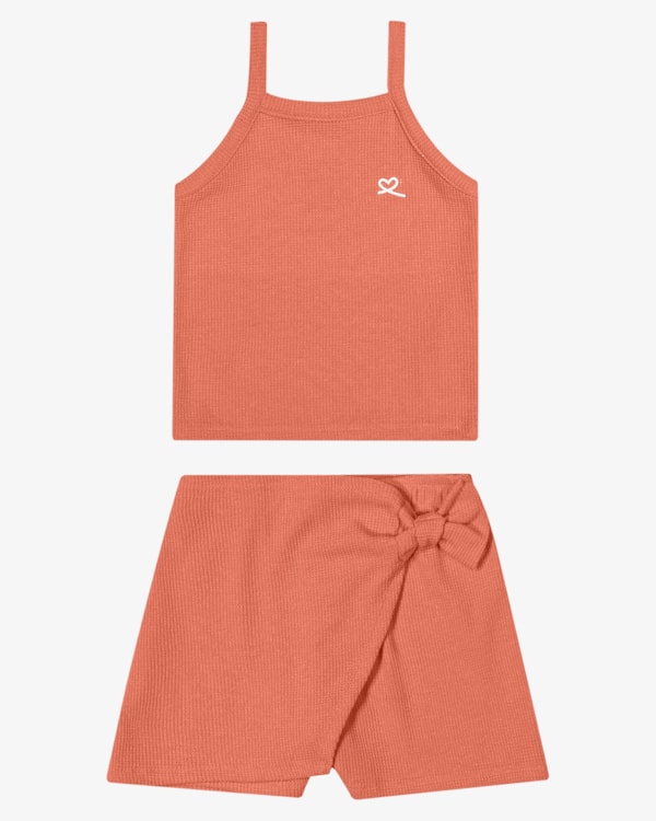 Conjunto Infantil Menina Blusa e Shorts Saia em Moletinho - Kely Kety - Mango