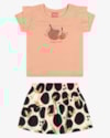 Conjunto Infantil Menina Blusa e Shorts-Saia Estampado - Kely Kety - Salmão-e599080d-d6b1-4b13-8aeb-1e0cace1eca8