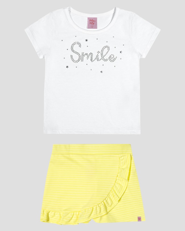 Conjunto Infantil Menina Blusa e Shorts Saia Kely Kety Branco-d5b4732d-8e4d-4f77-8ed3-502e11ba6f07