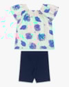 Conjunto Infantil Menina Blusa Estampada e Bermuda - Kely Kety - Creme-2fb8c9bc-bacd-4243-a2d2-2393aef310e7