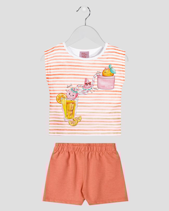 Conjunto Infantil Menina Blusa Listrada e Shorts Kely Kety Branco-365f8d30-b7e0-4725-a3f4-9db9d3fbdb5e