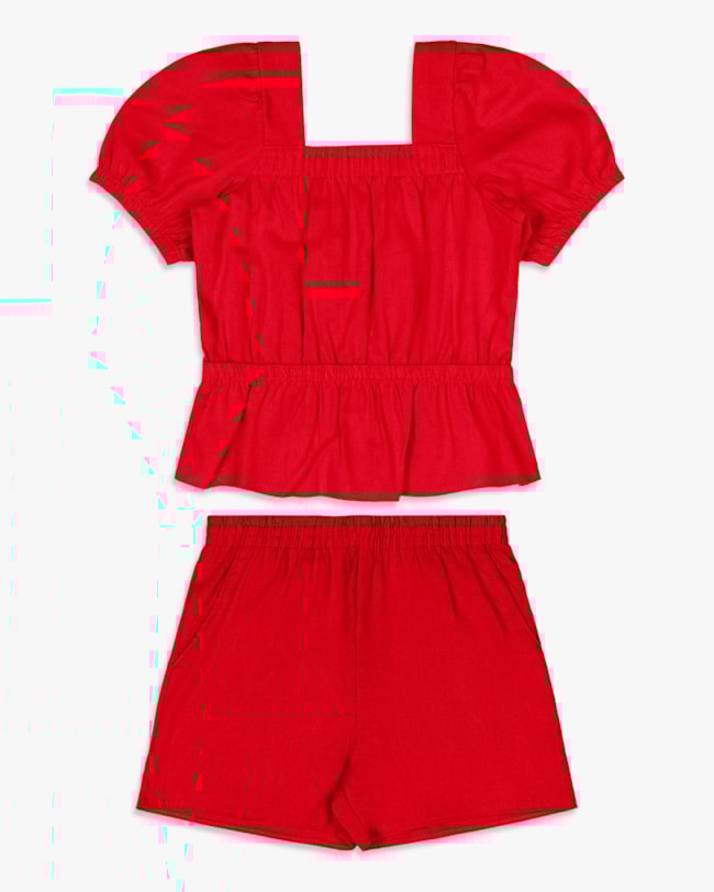 Conjunto Infantil Menina Blusa Manga Bufante e Shorts – Kely Kety -Carmim-f0bddbb5-e0eb-45ad-a294-102d8baf3929