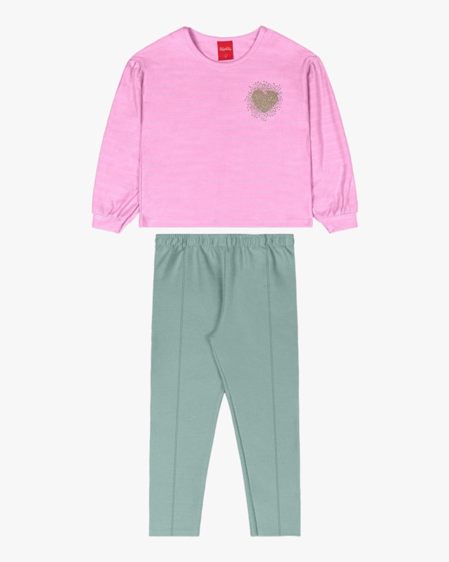Conjunto Infantil Menina Blusa Manga Longa e Calça - Kely Kety - Rosa-500631e1-d489-4ad2-837d-e2dafd889061