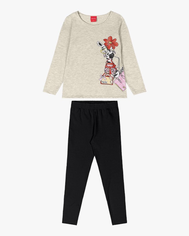 Conjunto Infantil Menina Blusa Manga Longa e Legging - Kely Kety - Mescla-bd7eda81-466b-4245-a367-c58222744909