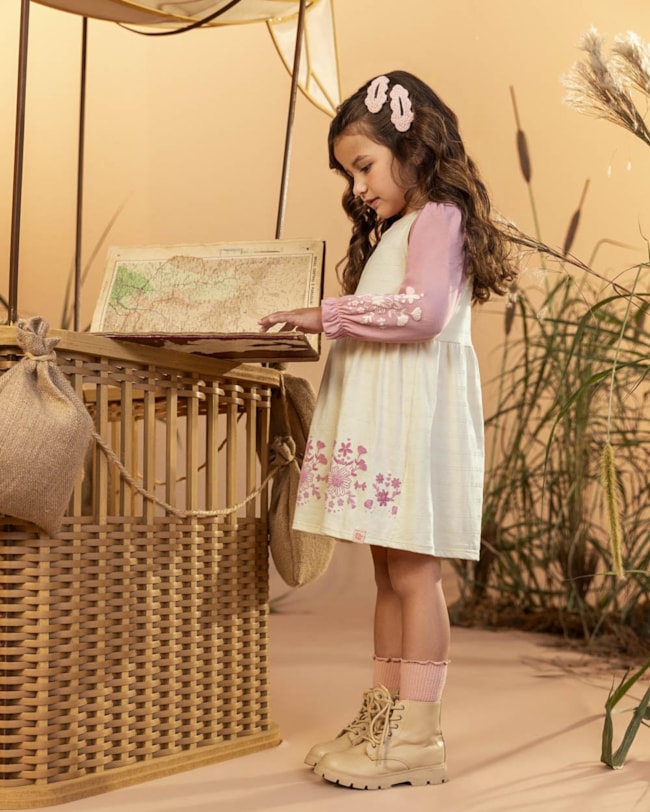 Conjunto Infantil Menina Blusa Manga Longa e Vestido - Kely Kety - Rosa-28b3b4f6-1605-46d9-9f82-ddd86f8cc51b