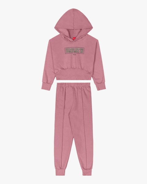 Conjunto Infantil Menina Blusão com Capuz e Calça - Kely Kety - Rose
