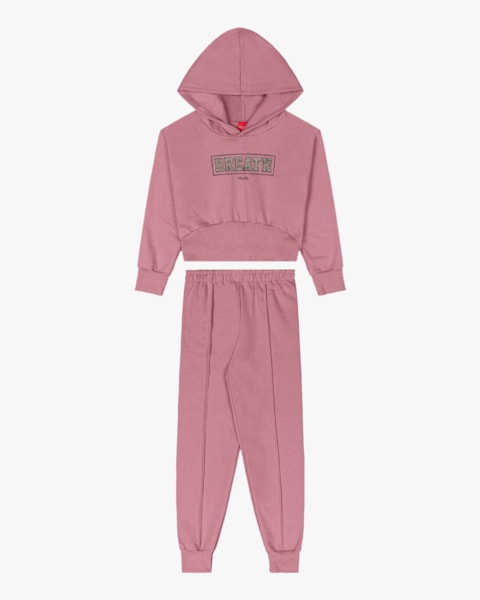 Conjunto Infantil Menina Blusão com Capuz e Calça - Kely Kety - Rose
