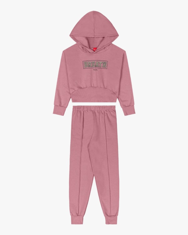 Conjunto Infantil Menina Blusão com Capuz e Calça - Kely Kety - Rose
