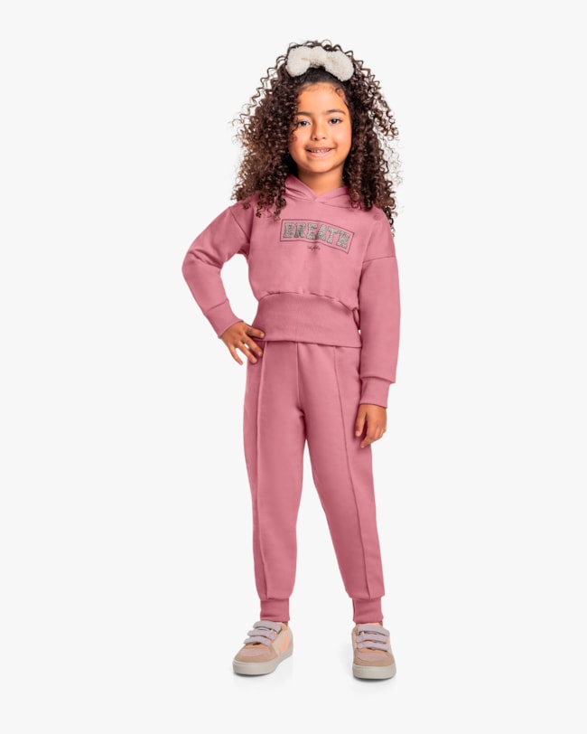 Conjunto Infantil Menina Blusão com Capuz e Calça - Kely Kety - Rose-d6d7c60a-7354-48db-ba62-4005d32f0e69