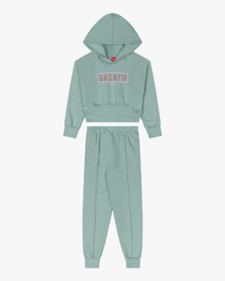 Conjunto Infantil Menina Blusão com Capuz e Calça - Kely Kety - Verde-10