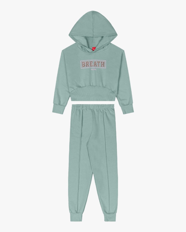 Conjunto Infantil Menina Blusão com Capuz e Calça - Kely Kety - Verde-10-5feeeb63-71d4-424f-b31a-d054fea5f996
