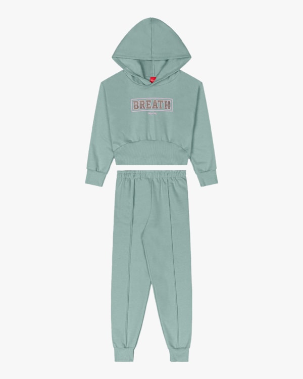 Conjunto Infantil Menina Blusão com Capuz e Calça - Kely Kety - Verde