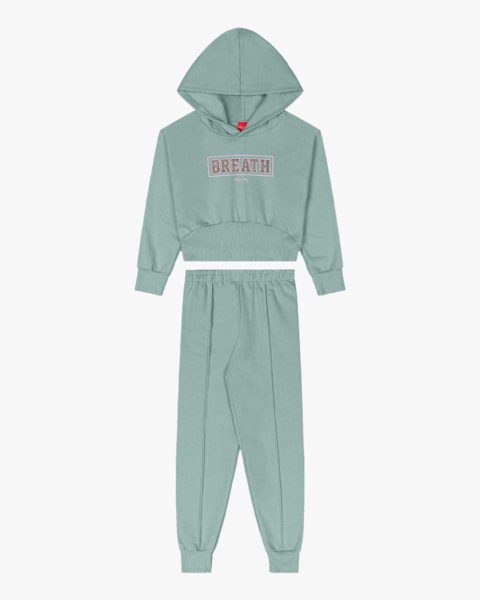 Conjunto Infantil Menina Blusão com Capuz e Calça - Kely Kety - Verde